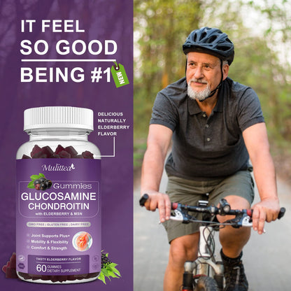Mulittea Glucosamine Chondroitin Gummies - Extra Strength Joint Support (2 Pack)