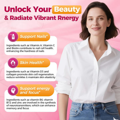 Mulittea Women's Multivitamin 120 CT (2 Pack) - Biotin 10000mcg, Methylated B9/B12