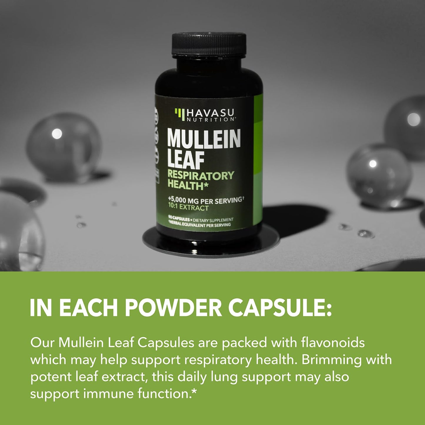 Mullein Leaf Capsules 5000mg 10:1 | Lung Support & Immune Health - 180 Count - Vegan