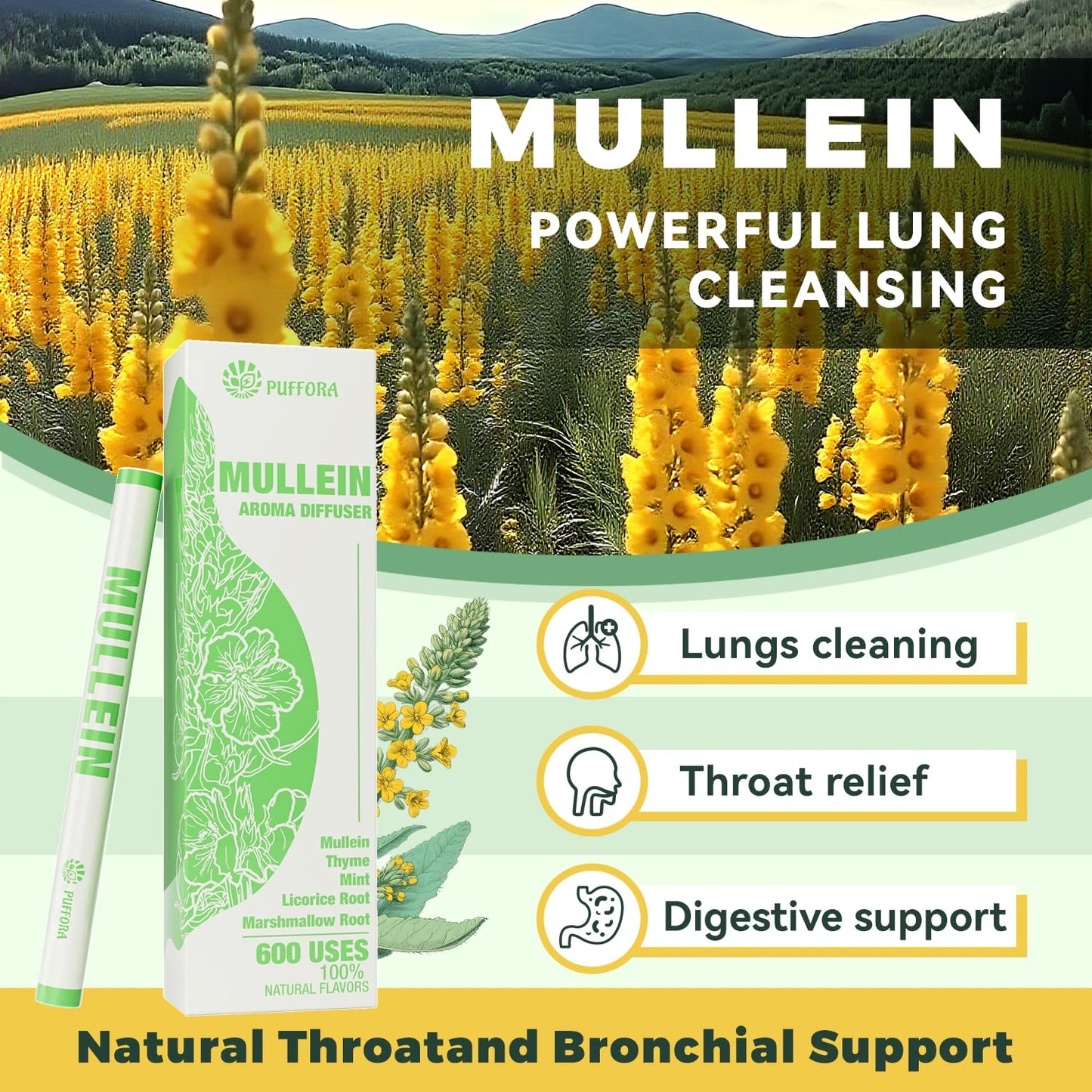 Mullein Herbal Diffuser – Plant-Based Aroma Support with Marshmallow, Licorice & Mint