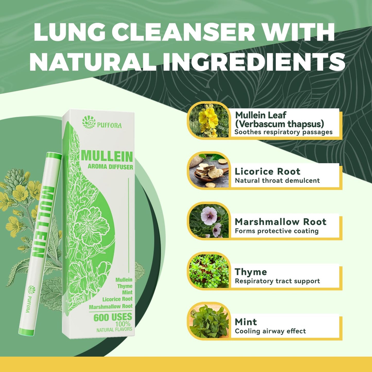 Mullein Herbal Diffuser – Plant-Based Aroma Support with Marshmallow, Licorice & Mint