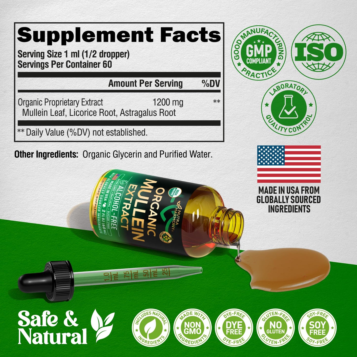 Mullein Drops for Lungs – USDA Organic Mullein Extract, Made in USA