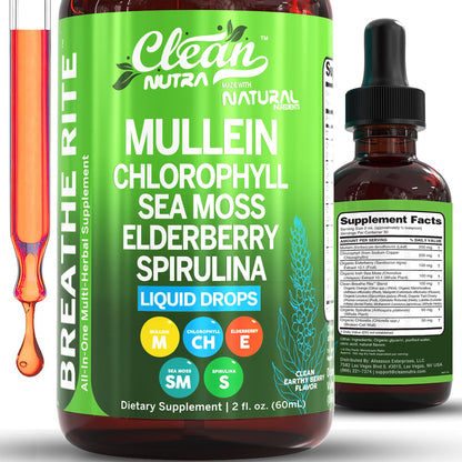 Clean Nutra Mullein Drops for Lungs – Organic Sea Moss & Herbal Lung Support