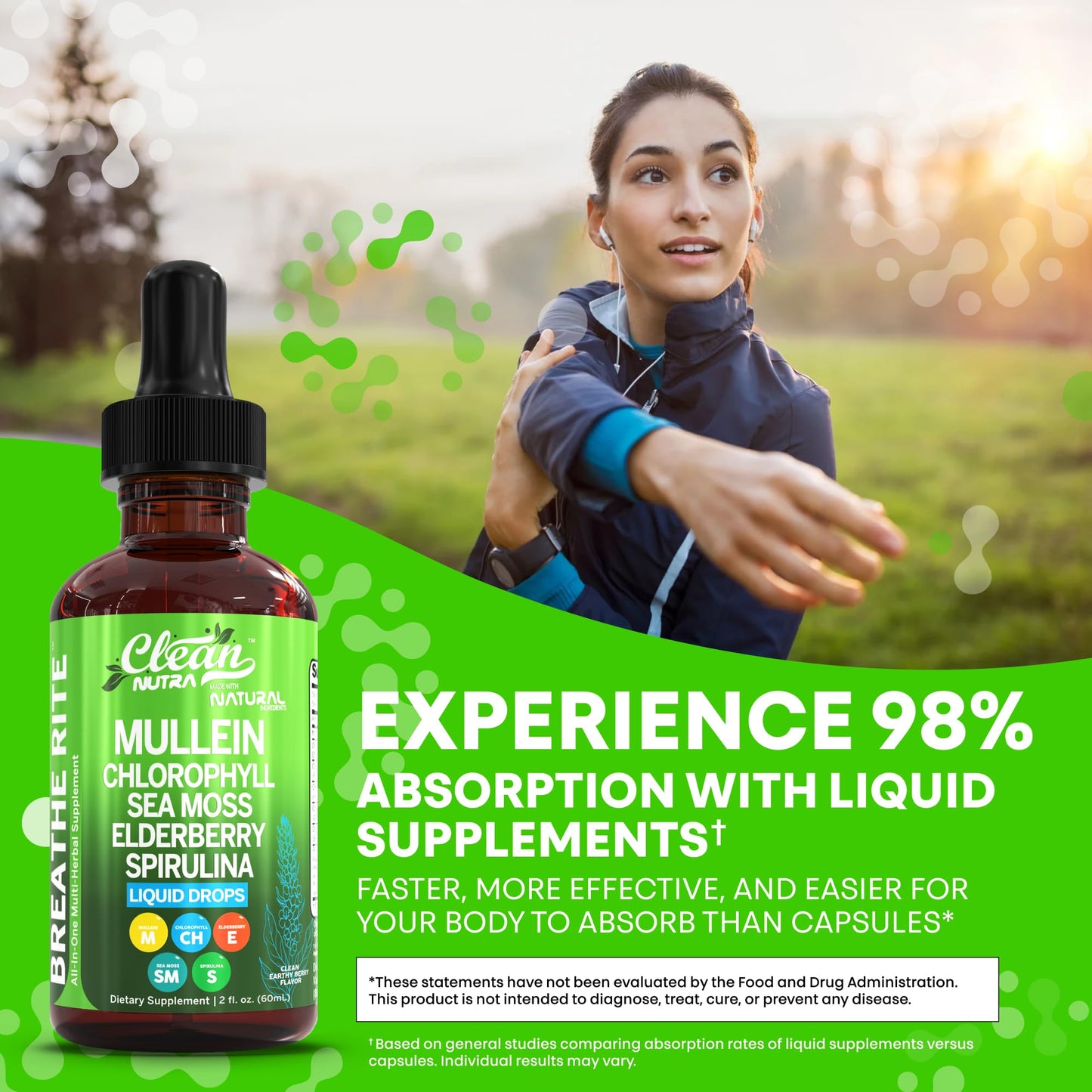 Clean Nutra Mullein Drops for Lungs – Organic Sea Moss & Herbal Lung Support