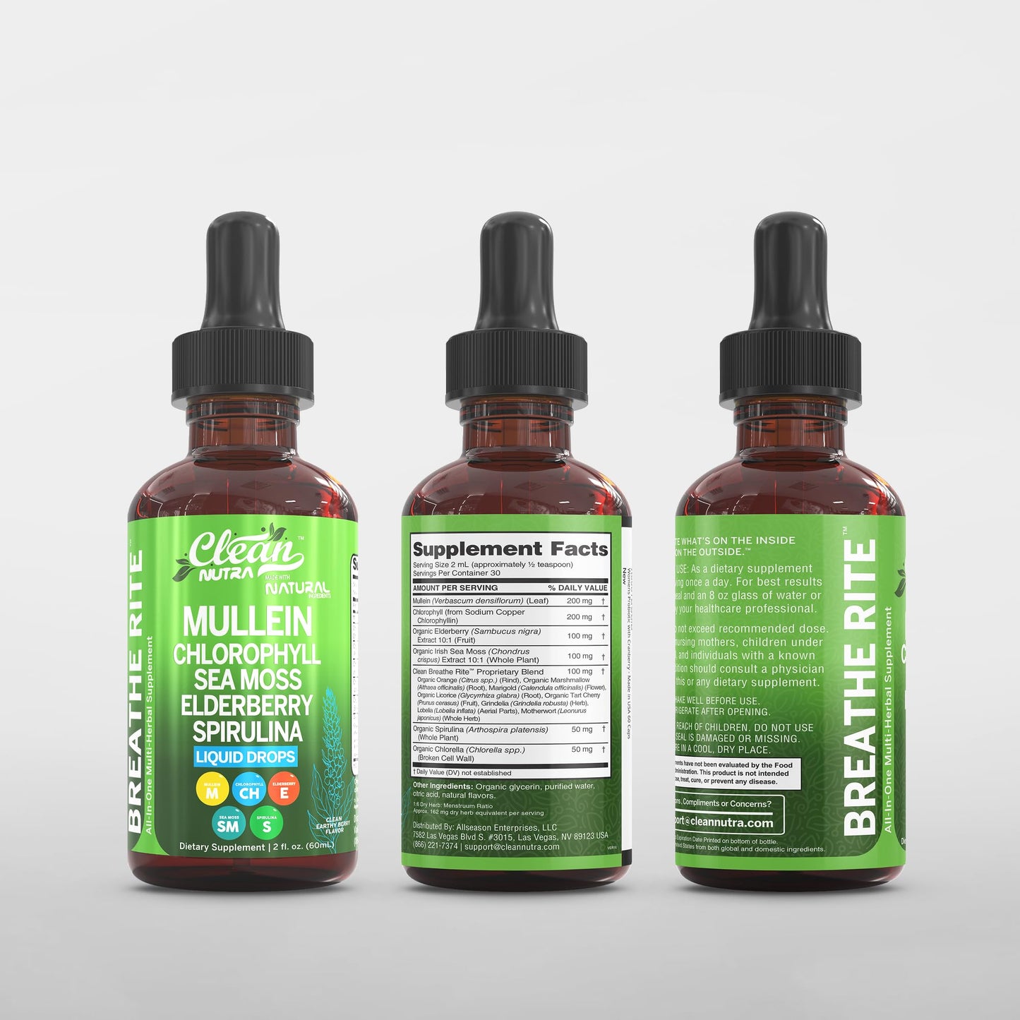 Clean Nutra Mullein Drops for Lungs – Organic Sea Moss & Herbal Lung Support