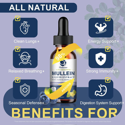 Mullein Drops for Lungs – Lung Detox & Immune Support (60 Servings) – Vegan Tincture