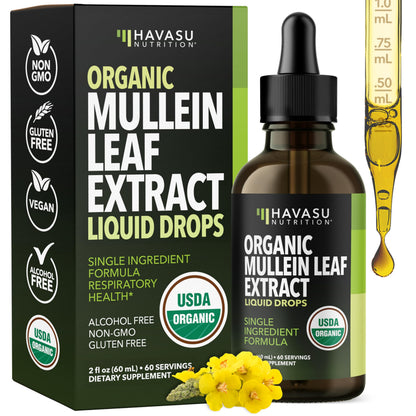 Mullein Drops for Lungs - Organic Mullein Leaf Extract, 2 oz