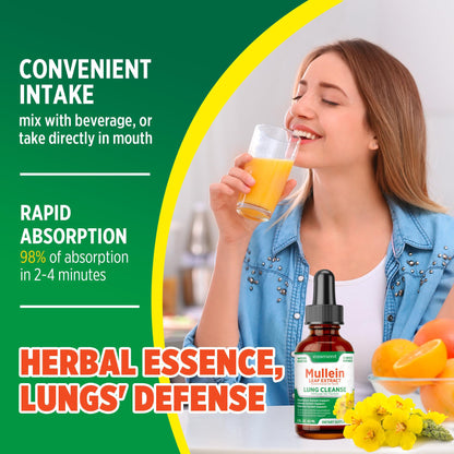 Mullein Drops for Lungs Cleanse – 2 Pack Lung Support Tincture with Mullein Leaf Extract
