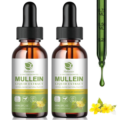 Mullein Drops for Lungs – Lung Detox & Cleanse | Vegan Mullein Leaf Tincture with Elderberry (Chlorophyll)