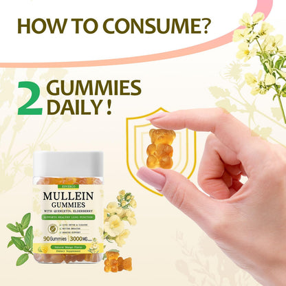 Mullein Gummies 3600mg – 7-in-1 Lung Health, Immune Support, Vegan, No Sugar | 90 Count