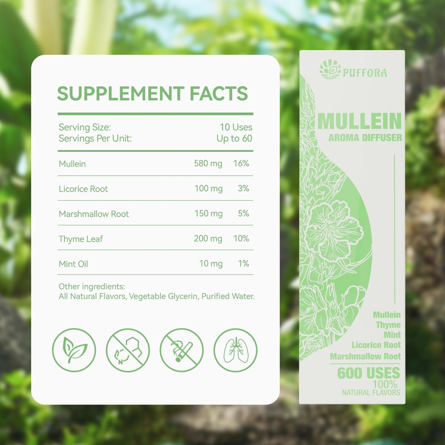 Mullein Herbal Diffuser – Plant-Based Aroma Support with Marshmallow, Licorice & Mint