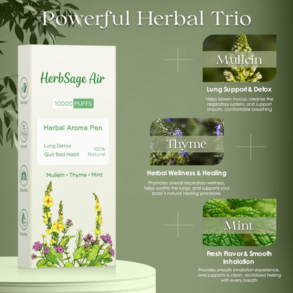 Mullein Herbal Diffuser Pen – ULTRA-LONG 10,000 Uses | All-Natural