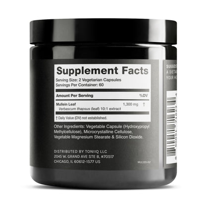 Mullein Leaf Capsules - Ultra High Potency 10:1 Extract | 1300mg per Serving | 120 Capsules