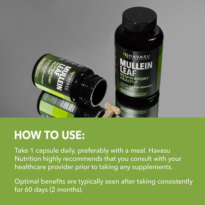 Mullein Leaf Capsules – 5000mg Extract (10:1) for Lung Support | Vegan & Non-GMO | 60 Count