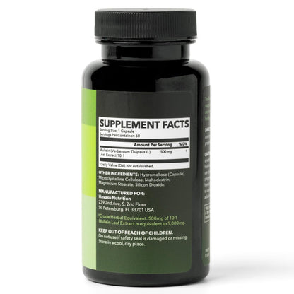 Mullein Leaf Capsules – 5000mg Extract (10:1) for Lung Support | Vegan & Non-GMO | 60 Count