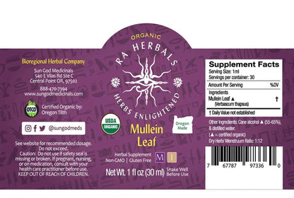 Organic Mullein Leaf Tincture - RESPIRATORY, VIRAL & INFECTIONS