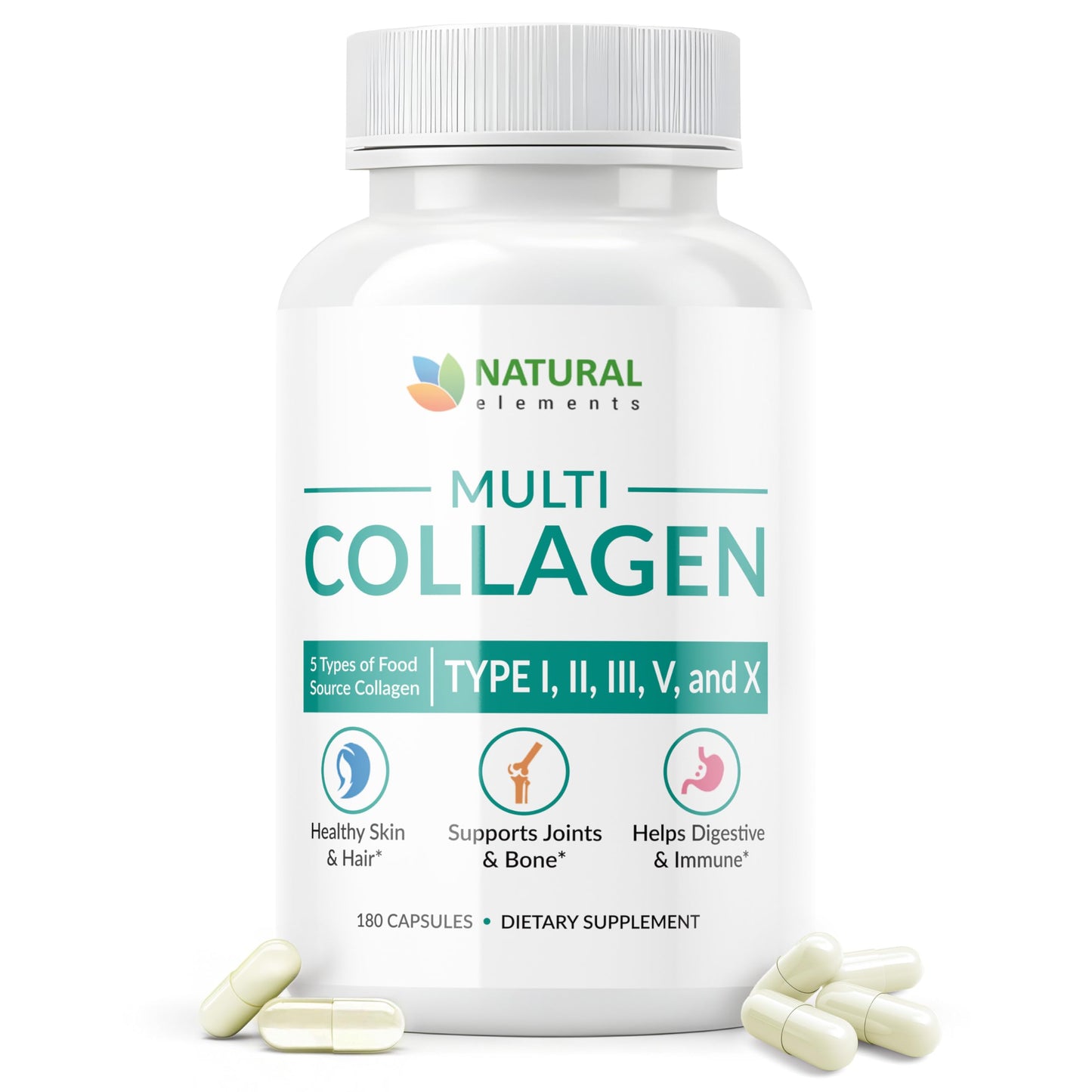 Multi Collagen 180 Capsules – Type I II III IV V X – 2025mg per Serving