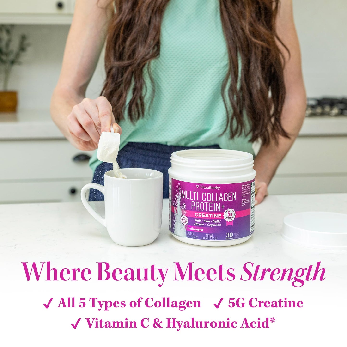 Multi Collagen Protein + Creatine | 5g Creatine Monohydrate, 30 Servings