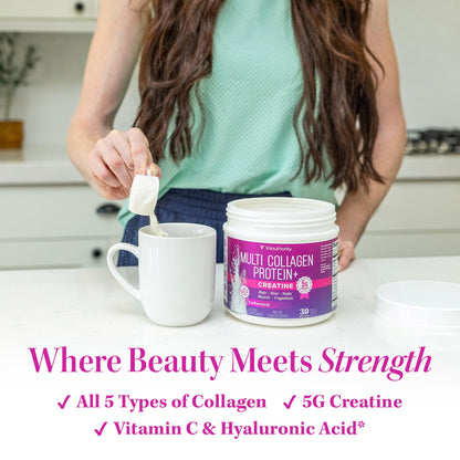 Multi Collagen Protein + Creatine | 5g Creatine Monohydrate, 30 Servings