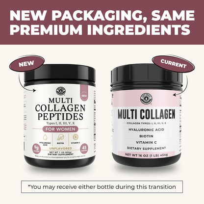 Multi Collagen Peptides Powder I-II-III-V-X with Hyaluronic Acid | Keto & Non-GMO