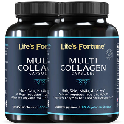 Multi Collagen Peptides I-VX – Grass-Fed, Hydrolyzed, Unflavored Capsules