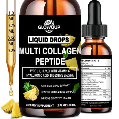 Multi Collagen Peptides Liquid Drops with Hyaluronic Acid – Hair, Skin & Joints