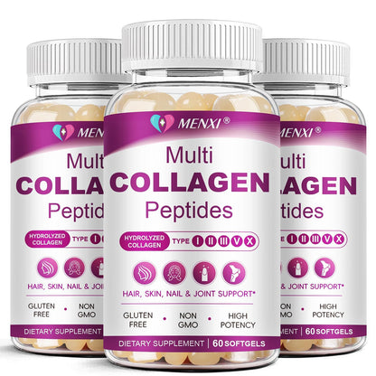 Multi Collagen Peptides Softgels – Type I, II, III, V, X for Skin, Hair, Nails & Joints | Non-GMO