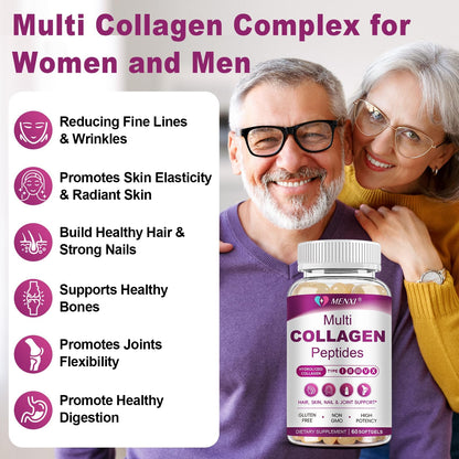Multi Collagen Peptides Softgels – Type I, II, III, V, X for Skin, Hair, Nails & Joints | Non-GMO