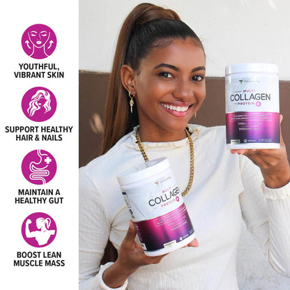 Multi Collagen Peptides for Women – Strawberry, 30 Servings | Hydrolyzed 5-Type Collagen, Vitamin C & Hyaluronic Acid