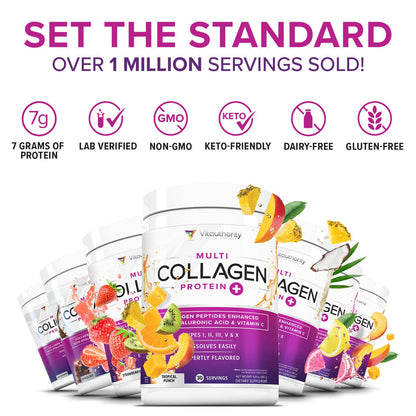 Multi Collagen Peptides for Women – Strawberry, 30 Servings | Hydrolyzed 5-Type Collagen, Vitamin C & Hyaluronic Acid