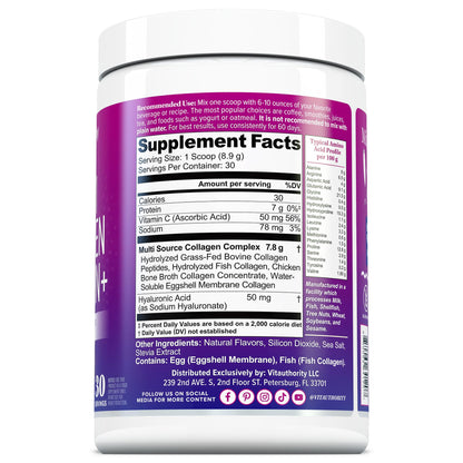 Multi Collagen Peptides Powder for Women – Vanilla, Vitamin C & Hyaluronic Acid
