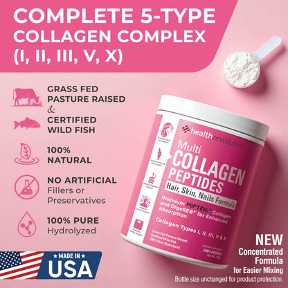 Multi Collagen Protein Powder – Types I–X, 99% Absorption, Unflavored