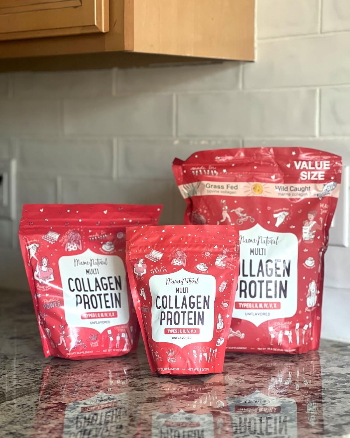 Mama Natural Multi Collagen Protein Powder – Unflavored, Hydrolyzed 16 oz | Grass-Fed Bovine, Wild Fish & Eggshell Membrane