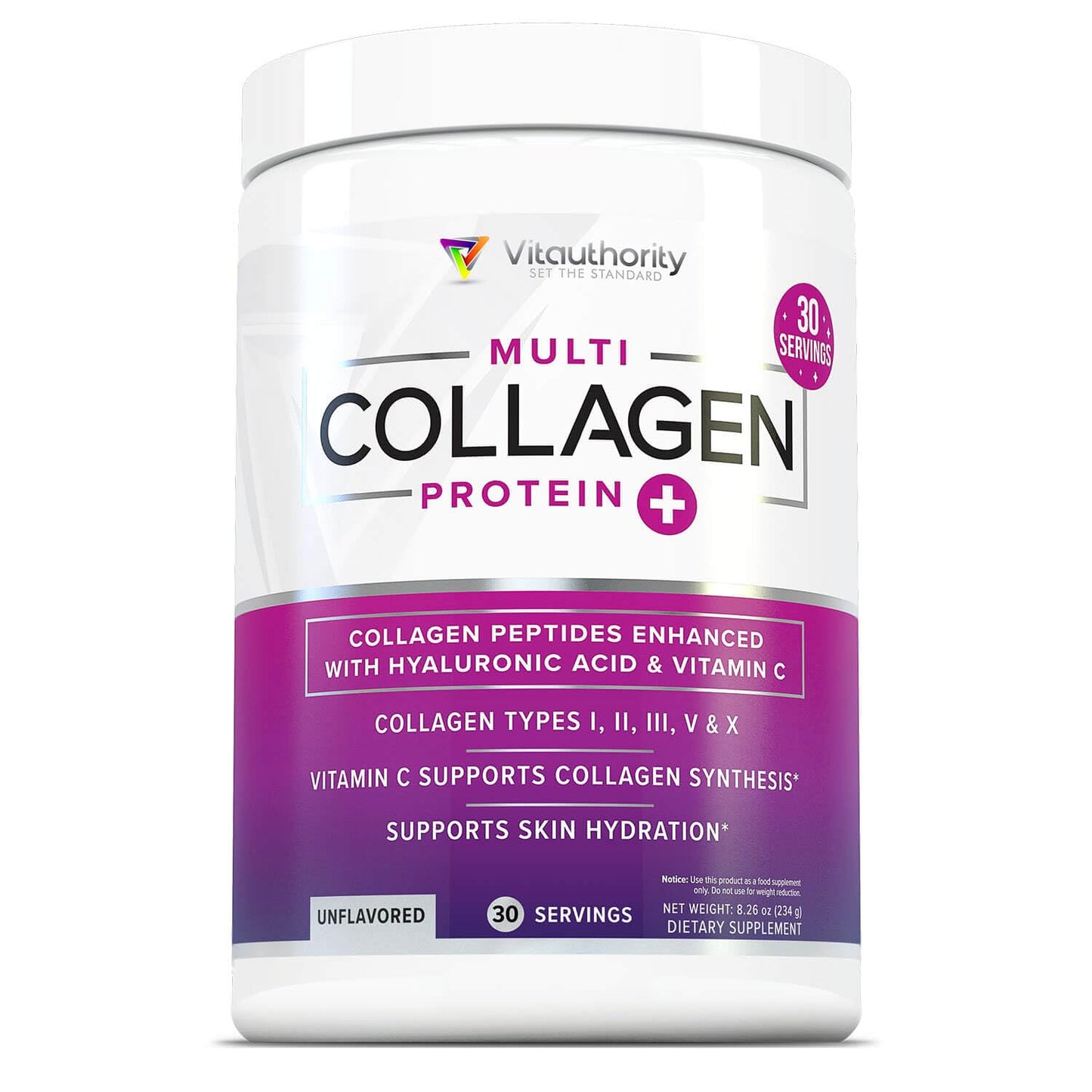 Multi Collagen Peptides Powder for Women – Unflavored, Hydrolyzed Collagen with Types I, II, III, V & X, Vitamin C & Hyaluronic Acid | 40 Servings