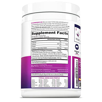 Multi Collagen Peptides Powder for Women – Unflavored, Hydrolyzed Collagen with Types I, II, III, V & X, Vitamin C & Hyaluronic Acid | 40 Servings