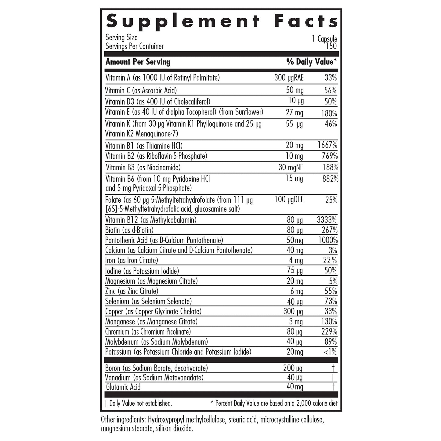 Allergy Research Group Multi-Vi-Min Multivitamin – High Potency, Bioavailable, Vegetarian, 150 Count