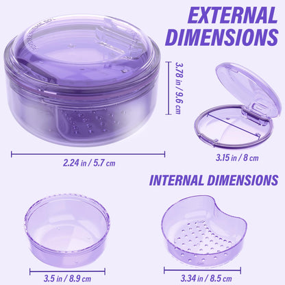 2-in-1 Retainer Case & No-Leak Denture Bath Box - Portable Cleaning