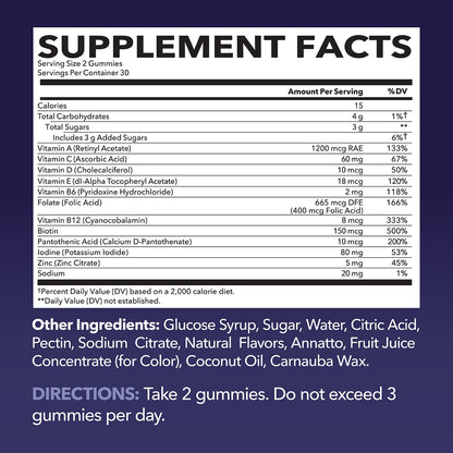 Multivitamin Gummies for Adults - Mixed Berry Flavor, 60 Count | Vitamin C, D & Zinc