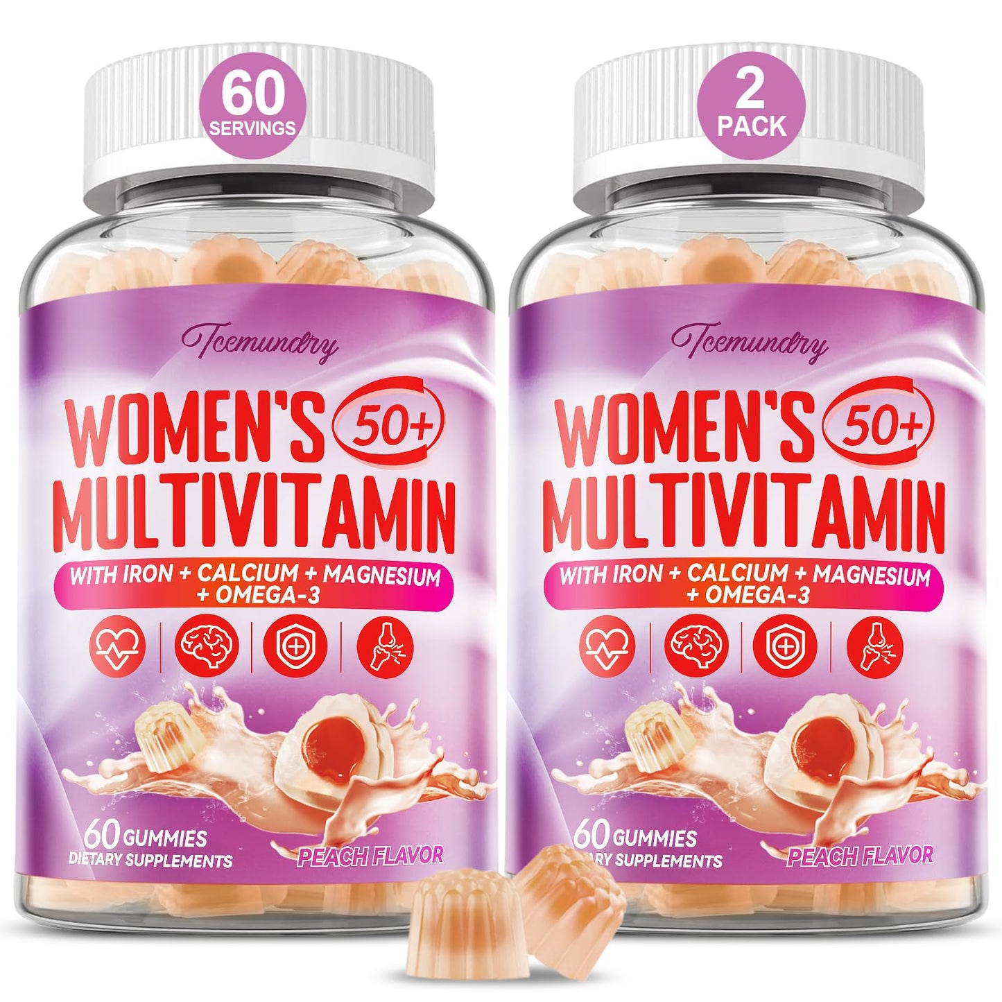 Multivitamin Gummies for Women 50+ | Omega-3, CoQ10, Iron, Calcium | Sugar Free