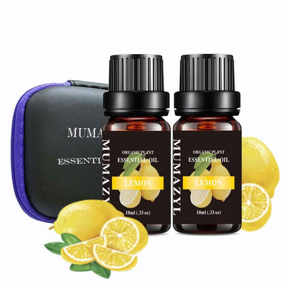 MUMAZYL Lemon Essential Oil Set – 2x10ml Organic Lemon Oil for Diffuser, Cleaning & Candles