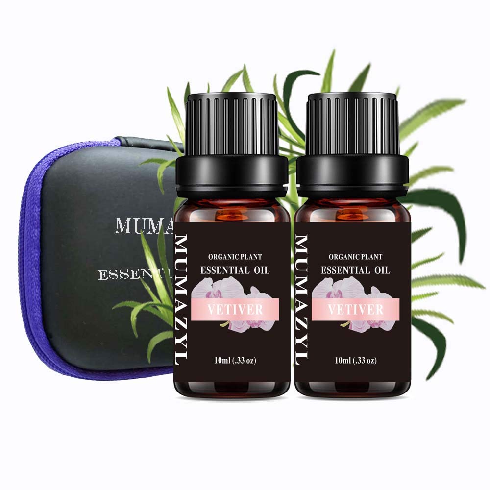 MUMAZYL Vetiver Essential Oil Set – 2 Pack, 10ml Each | Lab-Tested, Amber Glass