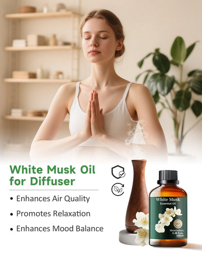 Mumianhua White Musk Oil 100% Pure – Therapeutic Grade Essential Oil for Diffusers, Skin & Body Care (3.38 fl oz)
