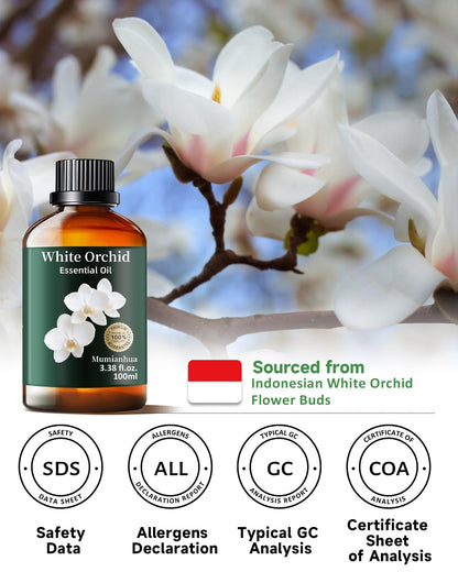 Mumianhua White Orchid Essential Oil 100ml – Therapeutic Grade for Diffuser, Skin & Candles