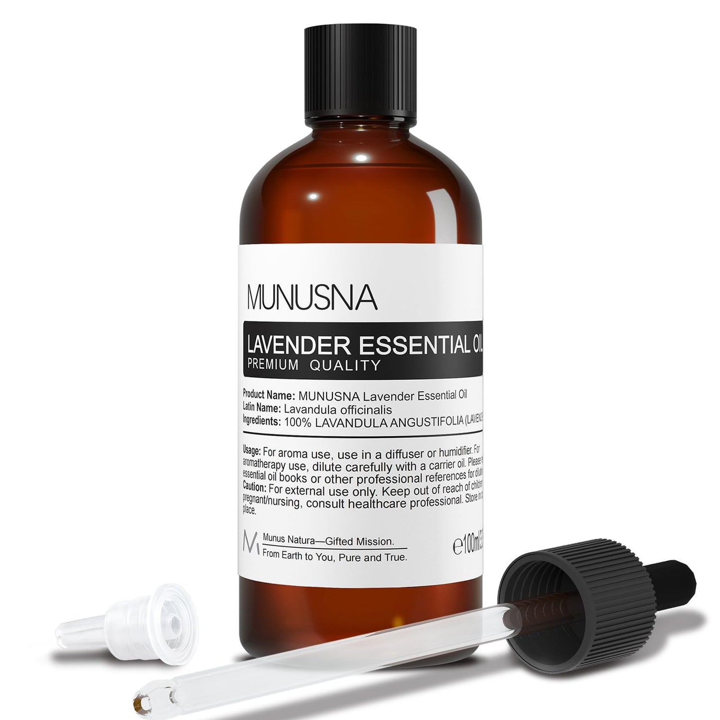 MUNUSNA Lavender Essential Oil, Pure & Natural Lavender Oil 100ML, Premium Grade Essential Oils for Hair, Body, Skin, Aromatherapy Diffuser, Meditation, Massage, Home, Candle, Soap, Bath Bombs Making