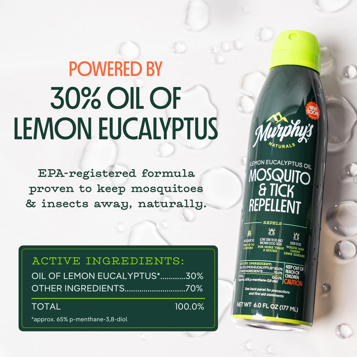 Murphy's Naturals Mosquito & Tick Repellent Spray – DEET-Free Lemon Eucalyptus, 6 oz (2-Pack)