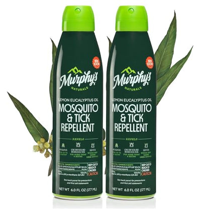 Murphy's Naturals Mosquito & Tick Repellent Spray – DEET-Free Lemon Eucalyptus, 6 oz (2-Pack)