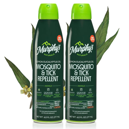 Murphy's Naturals Mosquito & Tick Repellent Spray – DEET-Free Lemon Eucalyptus, 6 oz (2-Pack)