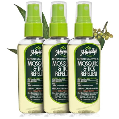 Murphy's Naturals Mosquito & Tick Repellent Spray — Lemon Eucalyptus, DEET-Free, 2oz Pump (3-Pack)