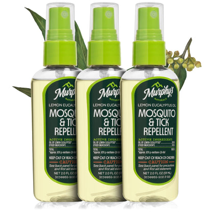 Murphy's Naturals Mosquito & Tick Repellent Spray — Lemon Eucalyptus, DEET-Free, 2oz Pump (3-Pack)