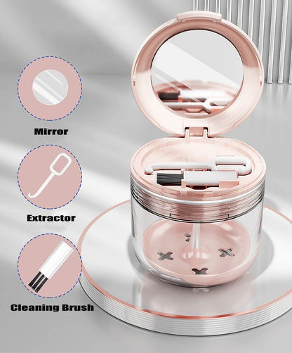 MURRI&MURRDI Pink Retainer Mouth Guard Soak Container – Denture Bath Case with Strainer